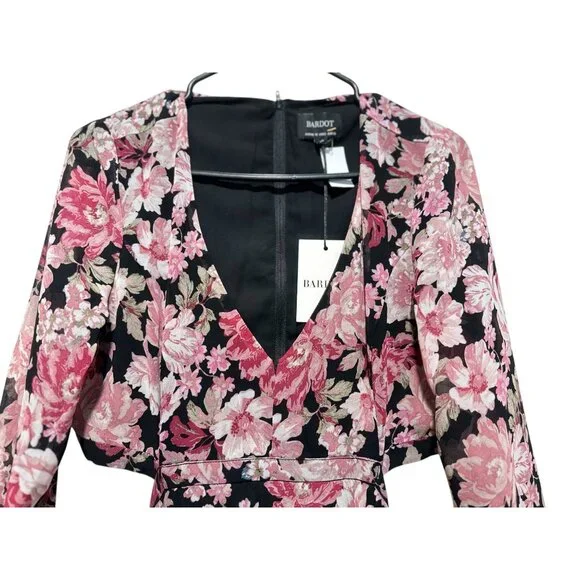 Bardot Garden Floral Maxi Dress Womens Small Pink Fairy Coquette Cutout Flare - Picture 8 of 16